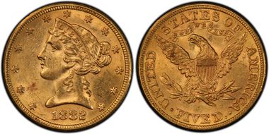 1882 $5 MS61