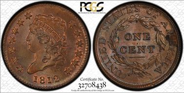 1812 1C S-290, Small Date MS65BN