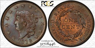 1819/8 1C Newcomb 1 MS65BN