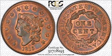 1835 1C N-1 MS65+ RB