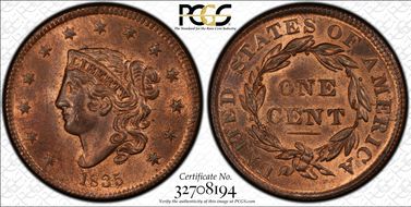 1835 1C N-6 Sm 8 Sm Stars MS65RB