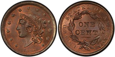 1838 1C Newcomb 6 MS66RB