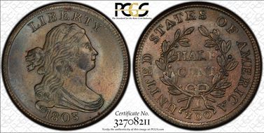 1803 1/2C C-1 MS64+ BN