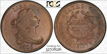 1805 1/2C C-1, No Stems MS65BN