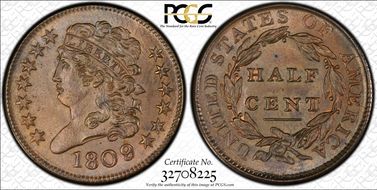 1809/6 1/2C C-5, 9 Over Inverted 9 MS65BN