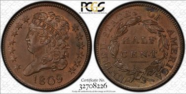 1809 1/2C C-6 MS65+ BN