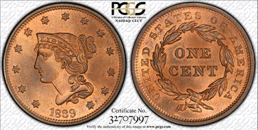 1839 1C N-8, Type of 1840 MS66RB