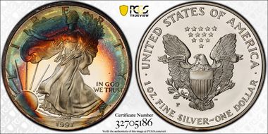 1997-P $1 Silver Eagle PR67DCAM