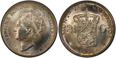 1944-D 2 1/2 G KM-46  Ag MS64+