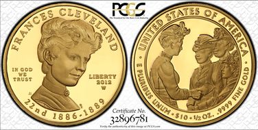 2012-W $10 Frances Cleveland 1st PR69DCAM