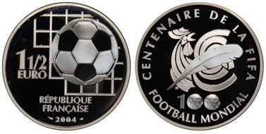 2004 € 1 1/2 100th Ann. of FIFA PR68DCAM