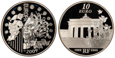 2009 € 10 Fall of Berlin Wall PR68DCAM