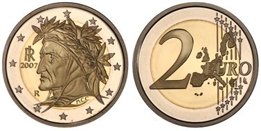 2007-R € 2 Dante Aligheri PR68DCAM