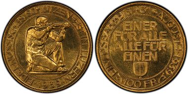 1939 B 100 Fr Luzern Haberling-23 MS63