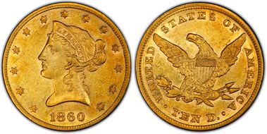 1860 $10 AU55