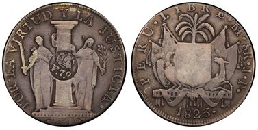(1832-34) 8 R KM-80 F.7.0 C/M on Peru 8R VG10
