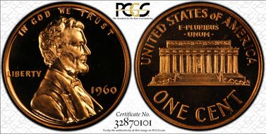 1960 1C Small Date PR67CAM