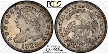 1828 10C Large Date MS63