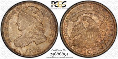 1829 10C JR-9, Small/Large 10C MS64