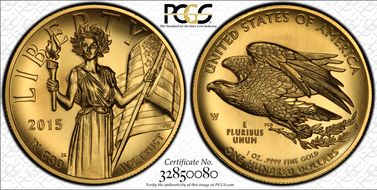 2015-W $100 High Relief  First Strike .9999 Fine Gold MS69