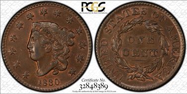 1830 1C N-5 Large Letters AU58+ BN
