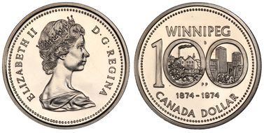 1974 $1 Winnipeg DY Variety 1 Ni SP67+