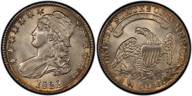 1832 50C Small Letters AU58+ 