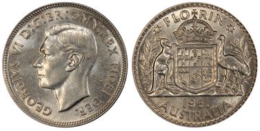 1951(m) Florin KM-48  Ag MS63