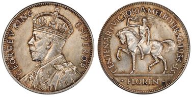 1934-35 Florin Centennial KM-33  Ag N1