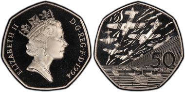 1994 50p S-H6 D-Day PR69DCAM