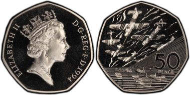 1994 50p S-H6 D-Day PR69DCAM
