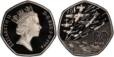 1994 50p S-H6 D-Day PR69DCAM