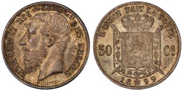 1899 50C DES BELGES MS64+