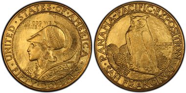 1915-S $50 Panama-Pacific, Round MS65
