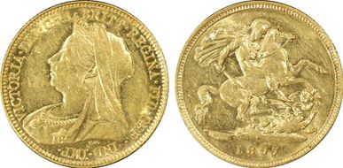 1897-S 1/2 Sov S-3881A AU58