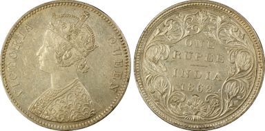 1862(B) Rupee SW-4.81 0/6 AU58