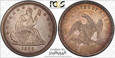 1838 25C Seated, No Drapery AU55