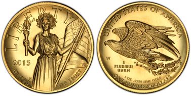 2015-W $100 High Relief  First Strike .9999 Fine Gold MS69