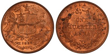 1858(H) 1/4 An SW-3.78 Prid-156  Single Leaf Tips MS64RD