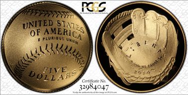 2014-W $5 Baseball Hall of Fame PR69DCAM