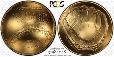 2014-W $5 Baseball Hall of Fame MS69