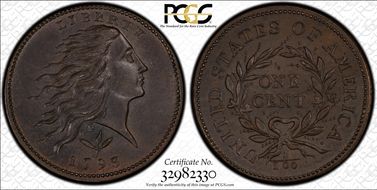 1793 1C Wreath, S-10 MS64BN