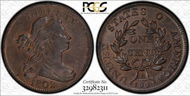 1802 1C S-241, No Stems AU58+ BN