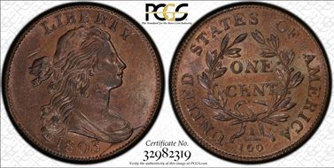 1803 1C S-254, Sm Date, Sm Frac MS63BN