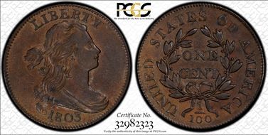 1803 1C S-258, Sm Date, Lg Frac AU58BN