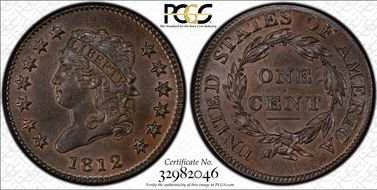 1812 1C S-290, Small Date MS64BN