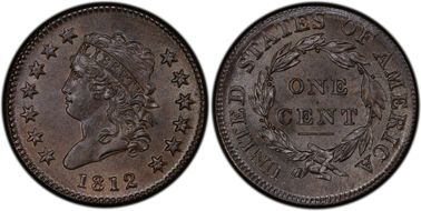 1812 1C S-290, Small Date MS63+ BN