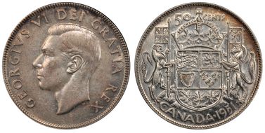 1951 50C Narrow Date AU55