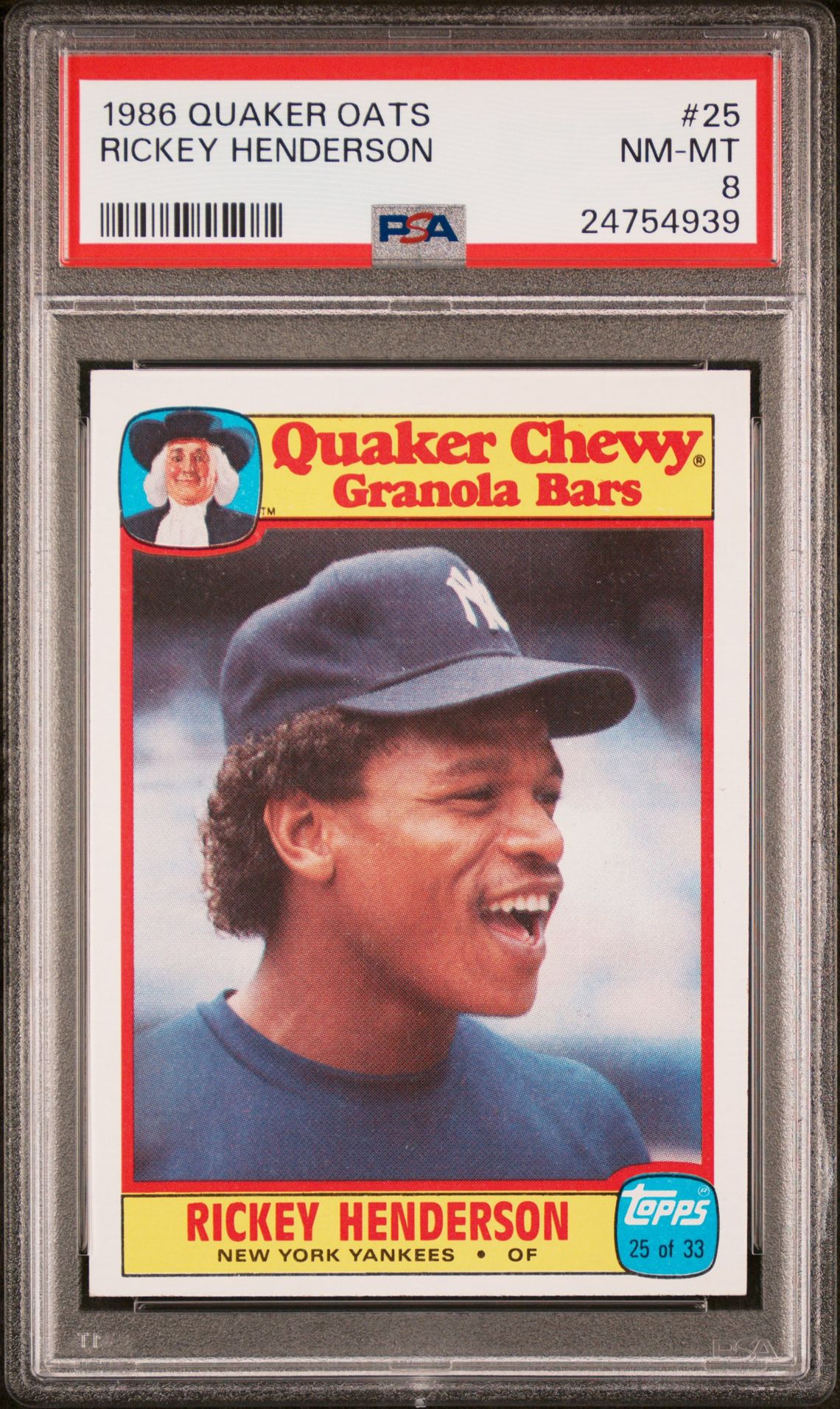 1986 Topps QUAKER OATS #25 Rickey Henderson front