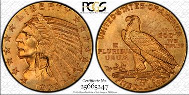 1908-D $5 MS64